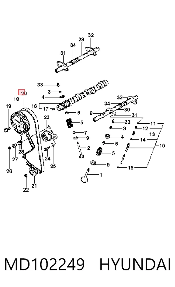 Pasek rozrządu MD102249 Hyundai/Kia