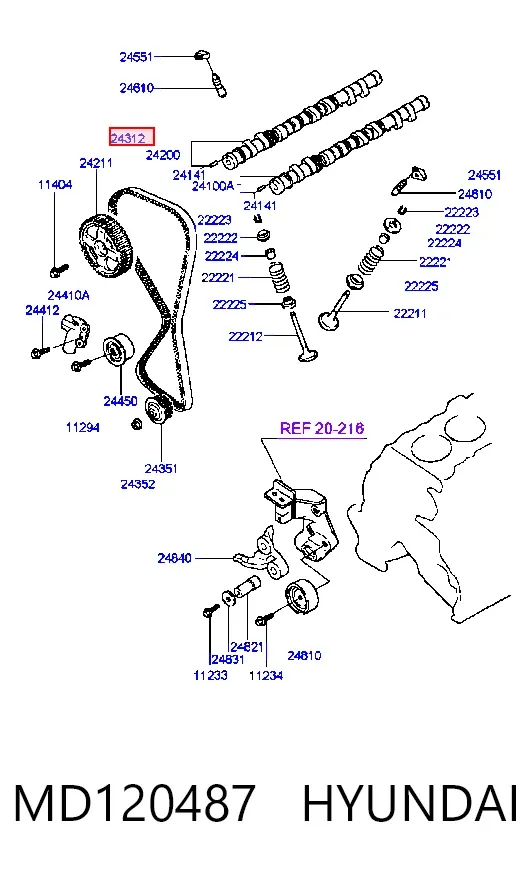 Pasek rozrządu MD120487 Hyundai/Kia