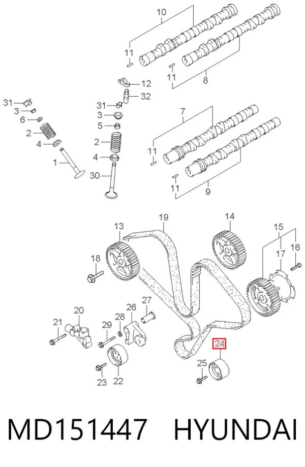 Rolka prowadząca kierunkowa paska rozrządu MD151447 Hyundai/Kia