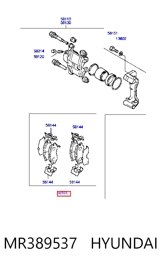Klocki hamulcowe przednie tarczowe MR389537 Hyundai/Kia