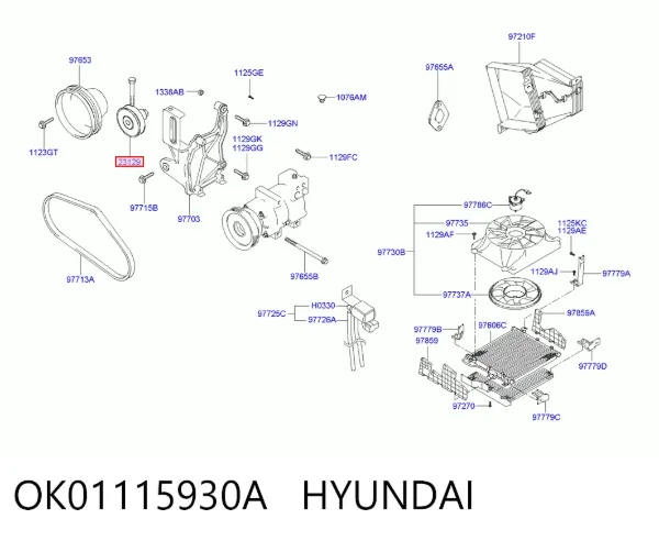Rolka napinacza paska napędowego OK01115930A Hyundai/Kia