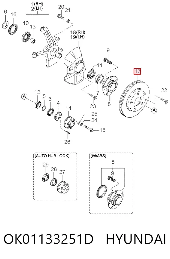 Tarcza hamulcowa przednia OK01133251D Hyundai/Kia