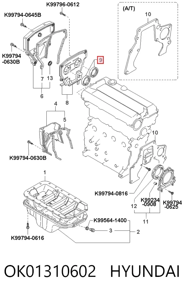 Uszczelniacz wałka rozrządu silnika przedni OK01310602 Hyundai/Kia