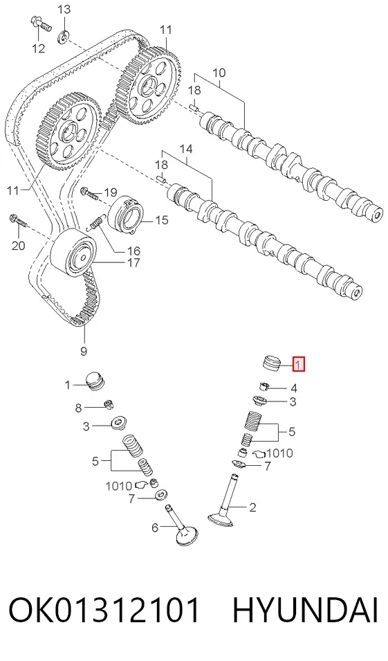 Kompensator hydrauliczny (popychacz hydrauliczny), popychacz zaworu OK01312101 Hyundai/Kia