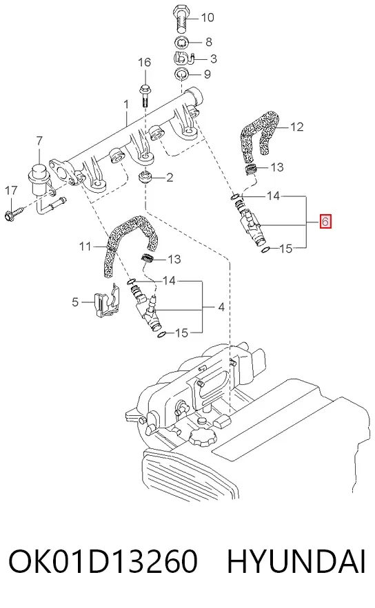 Wtryskiwacz paliwa OK01D13260 Hyundai/Kia