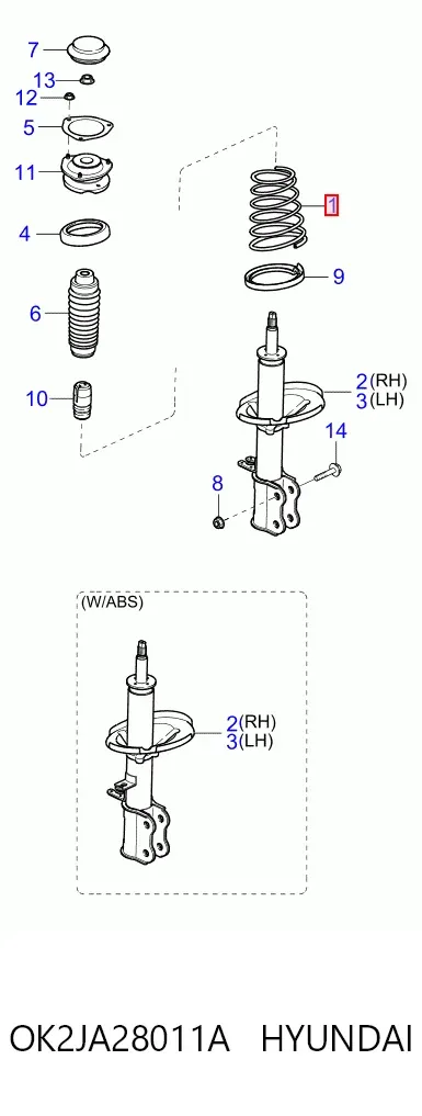 Sprężyna tylna OK2JA28011A Hyundai/Kia