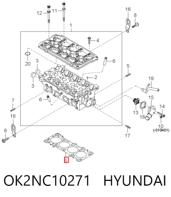 Uszczelka głowicy cylindrów OK2NC10271 Hyundai/Kia