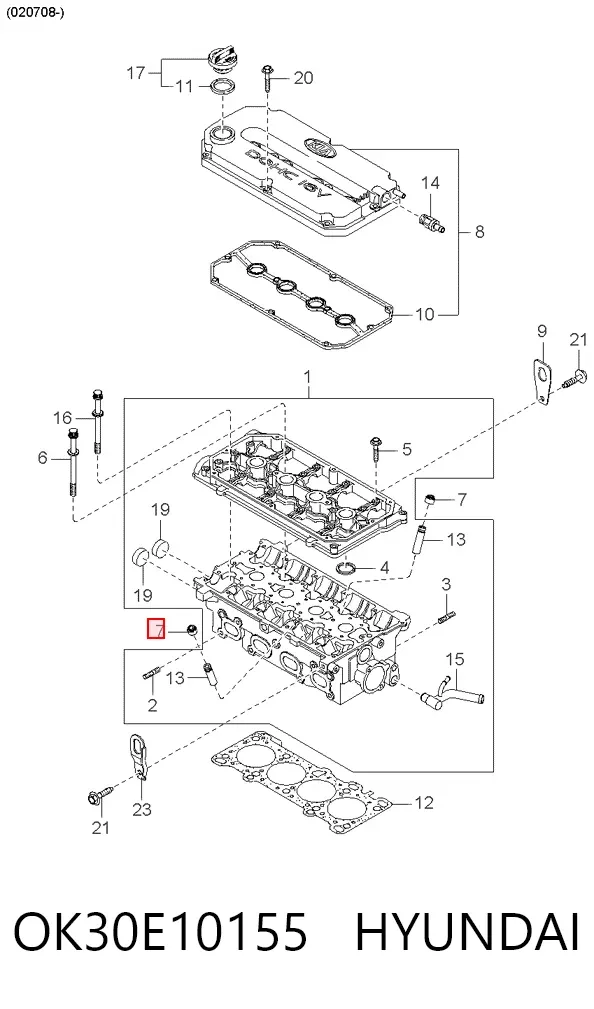 Uszczelniacz zaworu dolotowego/wylotowego OK30E10155 Hyundai/Kia