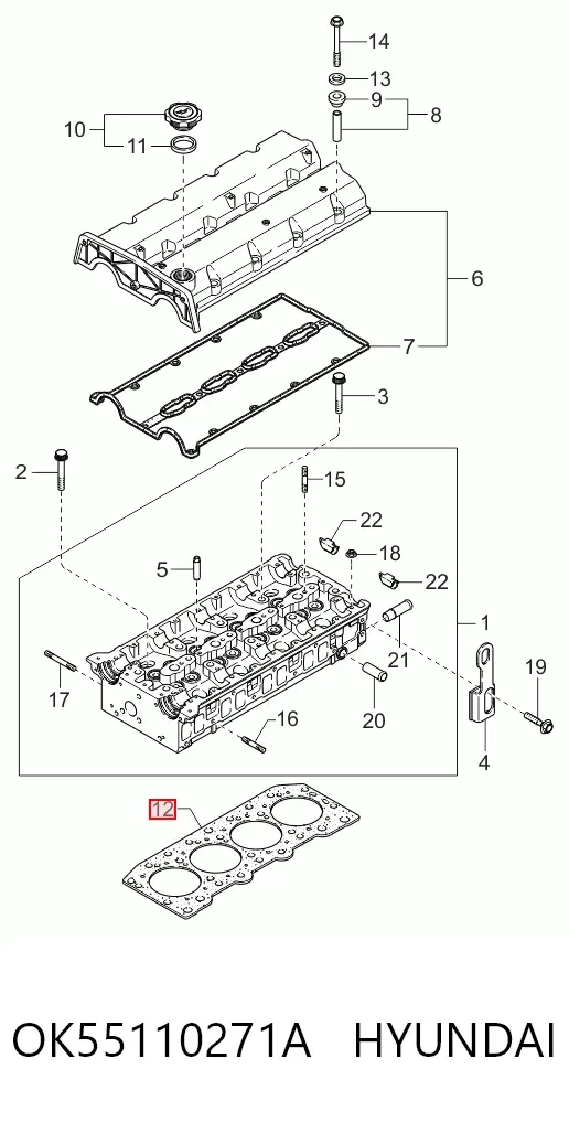 Uszczelka głowicy cylindrów OK55110271A Hyundai/Kia