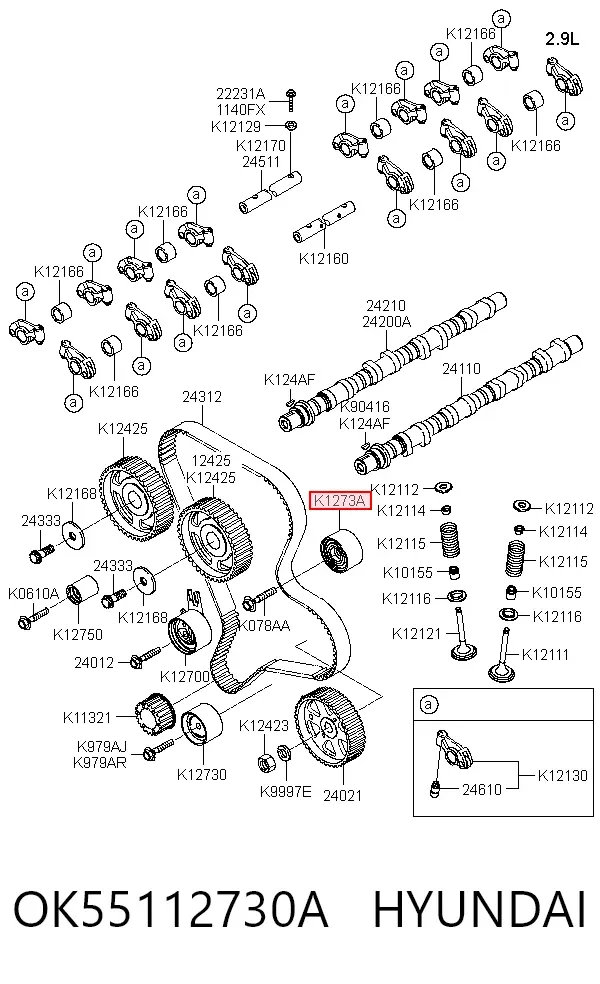 Rolka prowadząca kierunkowa paska rozrządu OK55112730A Hyundai/Kia