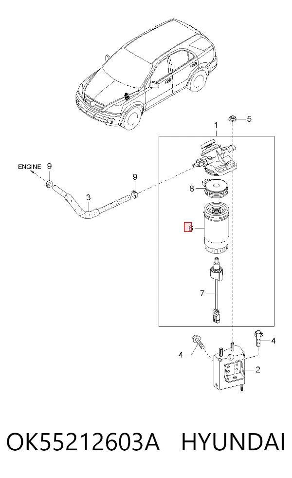 Filtr paliwa OK55212603A Hyundai/Kia