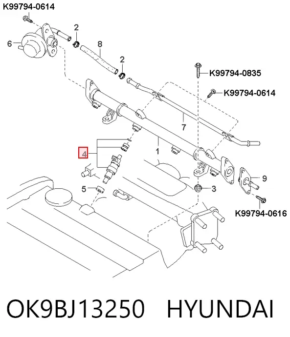 Wtryskiwacz paliwa OK9BJ13250 Hyundai/Kia