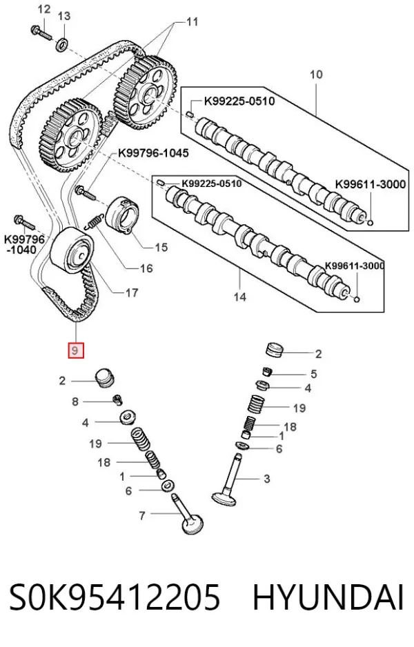 Pasek rozrządu S0K95412205 Hyundai/Kia