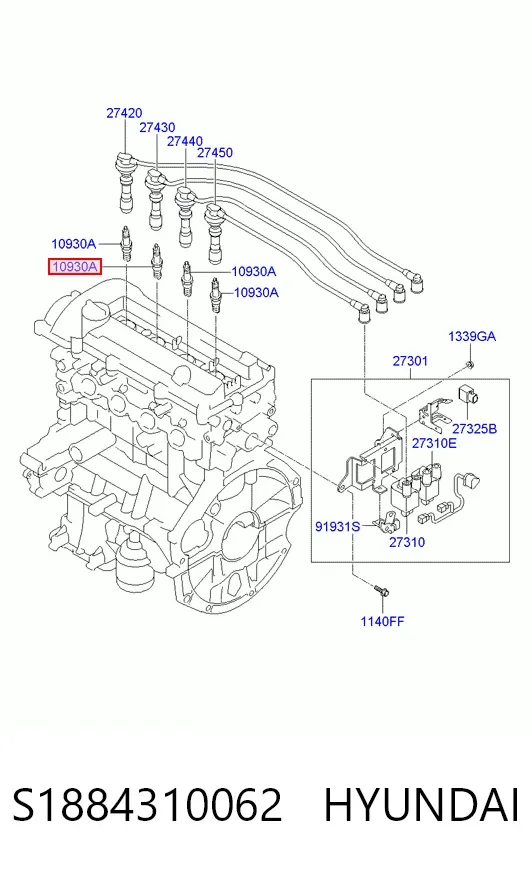 Świeca zapłonowa S1884310062 Hyundai/Kia
