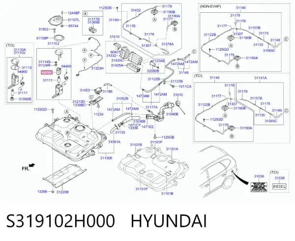 Filtr paliwa S319102H000 Hyundai/Kia