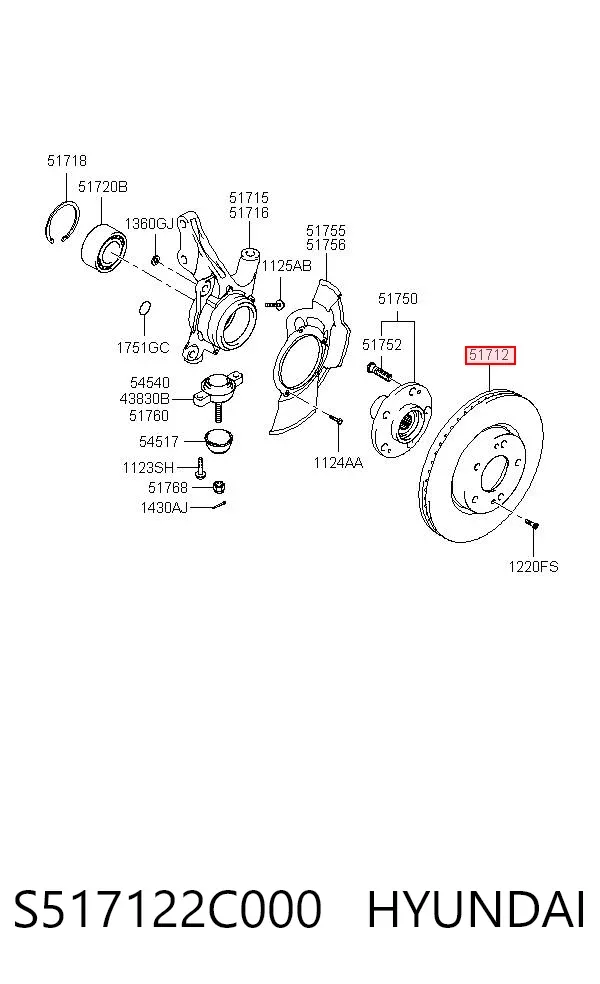 Tarcza hamulcowa przednia S517122C000 Hyundai/Kia