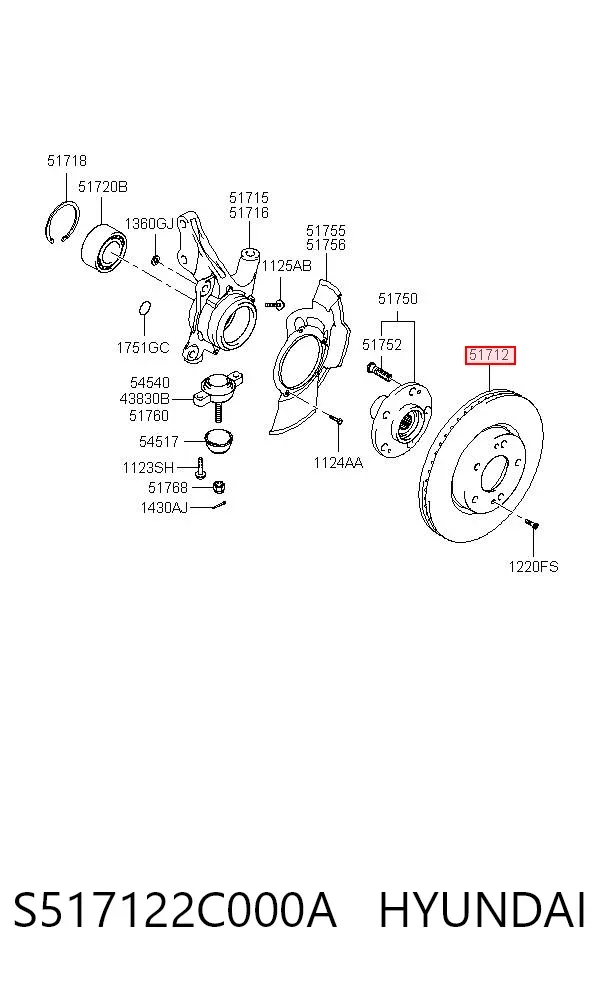 Tarcza hamulcowa tylna S517122C000A Hyundai/Kia