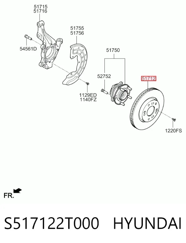 Tarcza hamulcowa przednia S517122T000 Hyundai/Kia