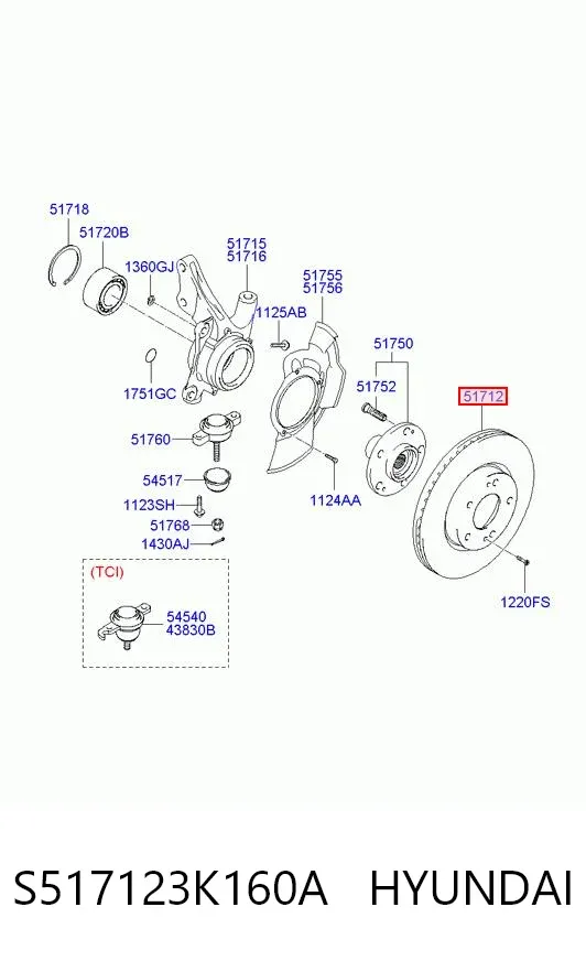 Tarcza hamulcowa przednia S517123K160A Hyundai/Kia