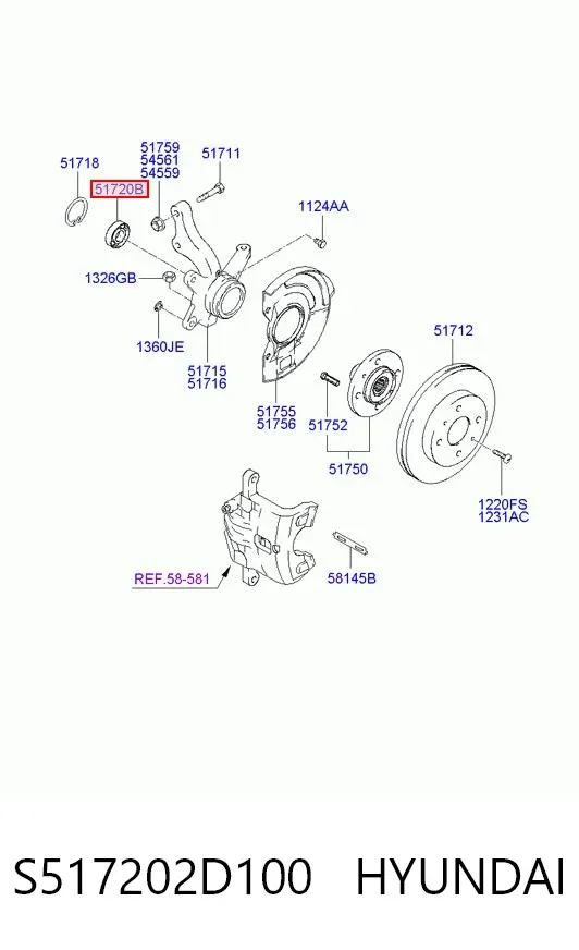 Łożysko piasty przedniej S517202D100 Hyundai/Kia