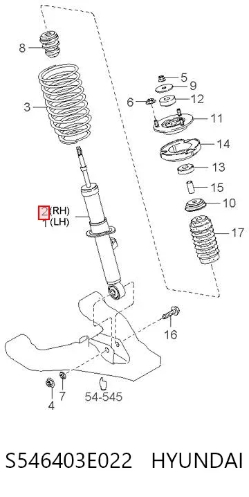 Amortyzator przedni prawy S546403E022 Hyundai/Kia
