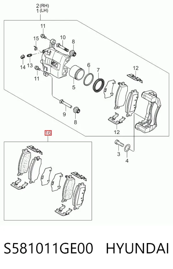 Klocki hamulcowe przednie tarczowe S581011GE00 Hyundai/Kia