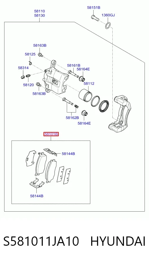 Klocki hamulcowe przednie tarczowe S581011JA10 Hyundai/Kia