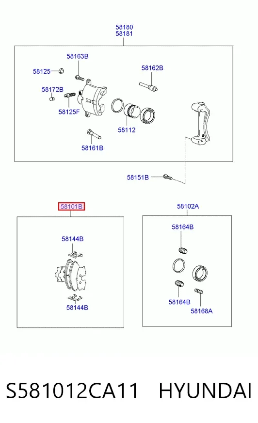 Klocki hamulcowe przednie tarczowe S581012CA11 Hyundai/Kia