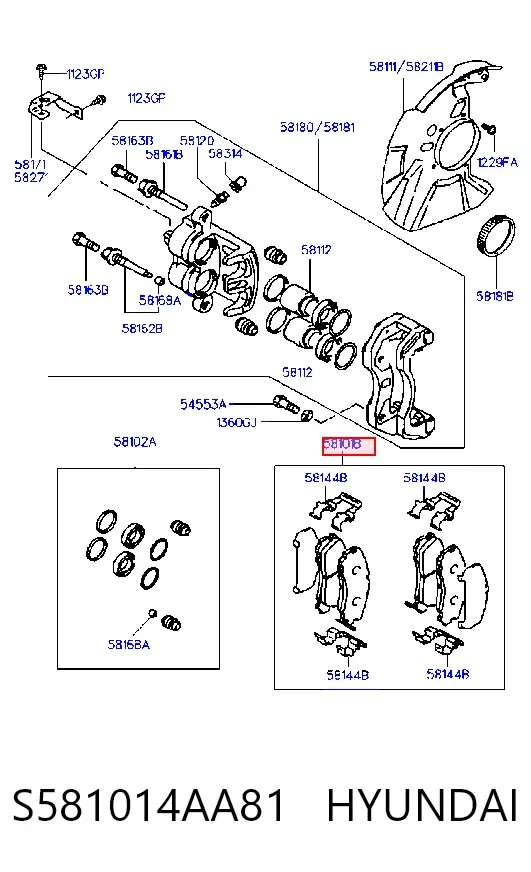 Klocki hamulcowe przednie tarczowe S581014AA81 Hyundai/Kia