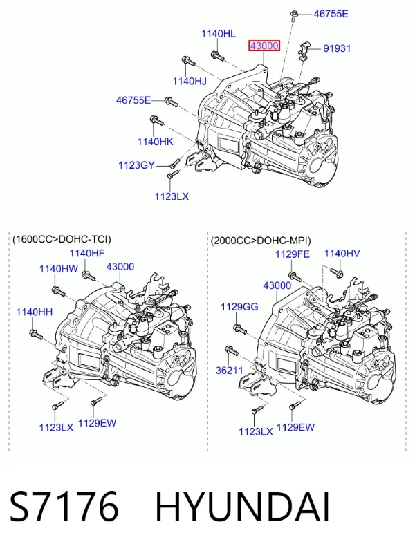 Mechaniczna skrzynia biegów w komplecie S7176 Hyundai/Kia