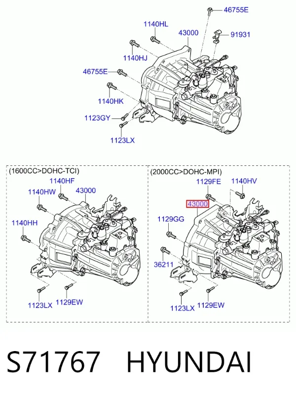 Mechaniczna skrzynia biegów w komplecie S71767 Hyundai/Kia