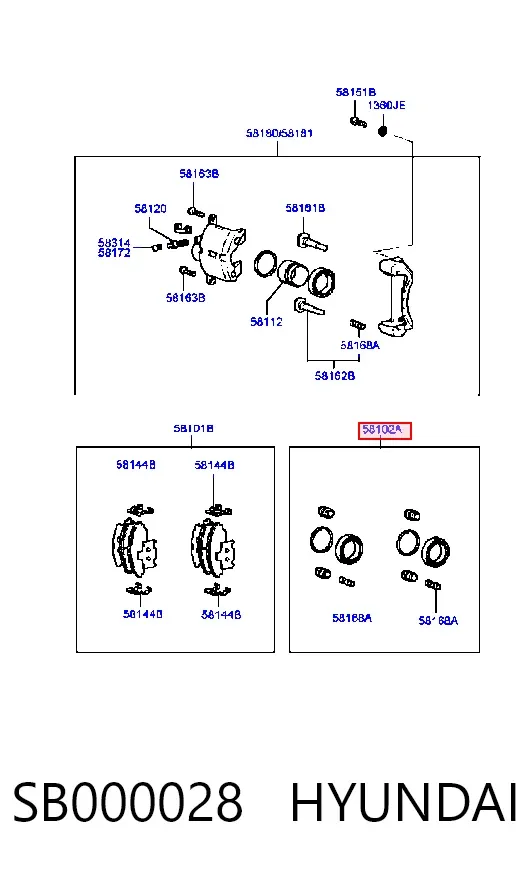 Zestaw naprawczy zacisku hamulcowego przedniego SB000028 Hyundai/Kia