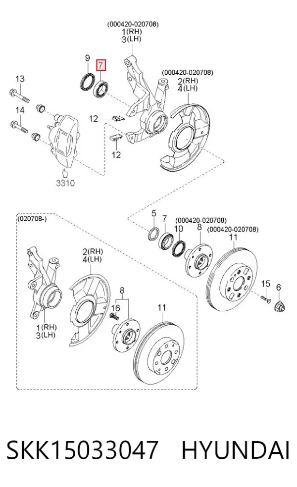 Łożysko piasty przedniej SKK15033047 Hyundai/Kia