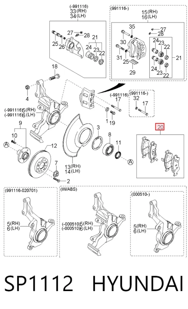 Klocki hamulcowe przednie tarczowe SP1112 Hyundai/Kia
