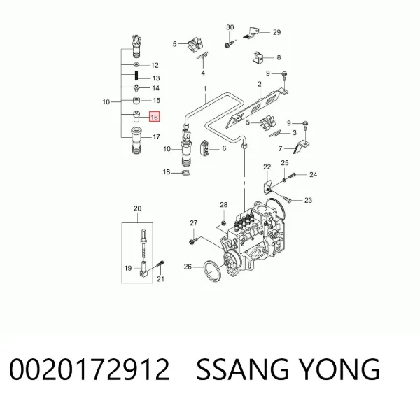 Rozpylacz wtrysku diesla 0020172912 Ssang Yong