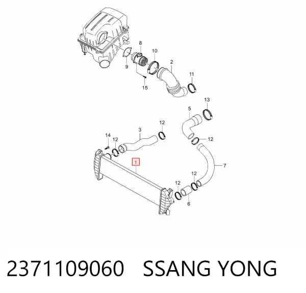 Chłodnica intercoolera 2371109060 Ssang Yong