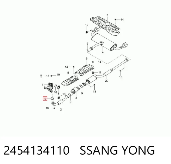 Uszczelka rury odbiornika tłumika 2454134110 Ssang Yong