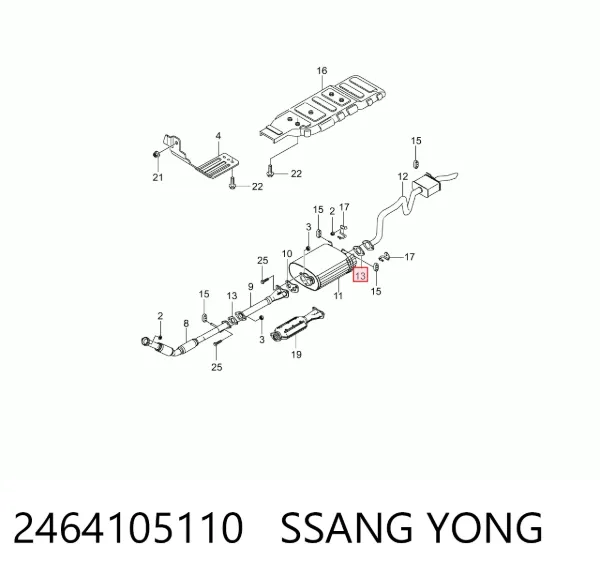 Uszczelka rury odbiornika tłumika SsangYong Rexton I