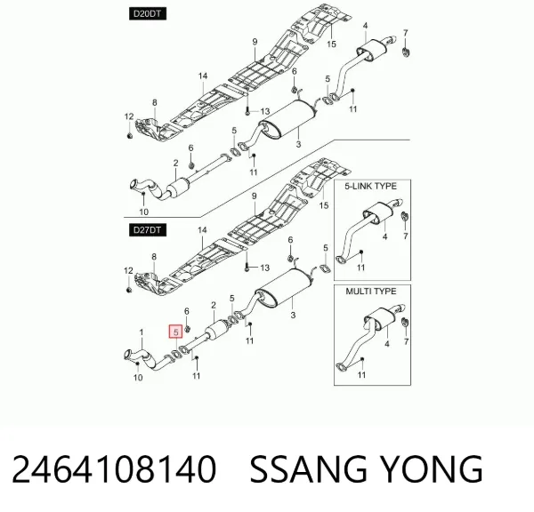 Uszczelka rury odbiornika tłumika 2464108140 Ssang Yong