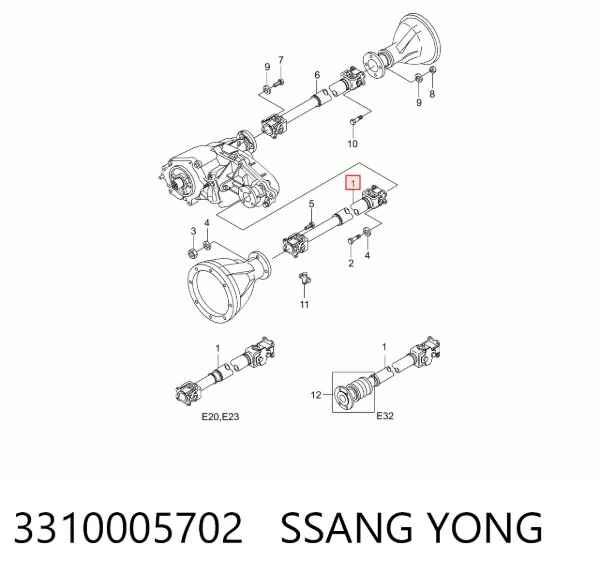 Wał Cardana, do mostu przedniego 3310005702 Ssang Yong