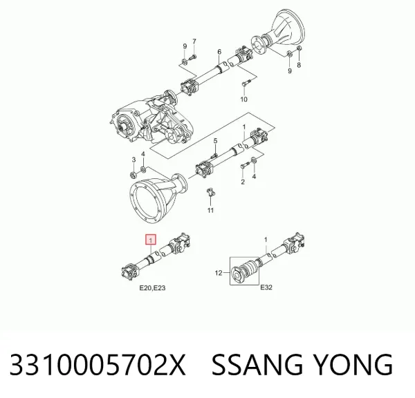 Wał Cardana, do mostu przedniego 3310005702X Ssang Yong