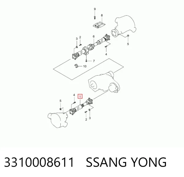 Wał Cardana, do mostu przedniego 3310008611 Ssang Yong