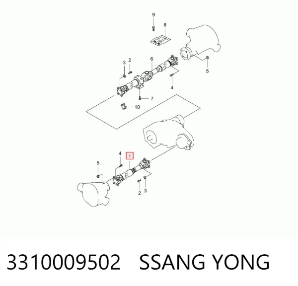 Wał Cardana, do mostu przedniego 3310009502 Ssang Yong