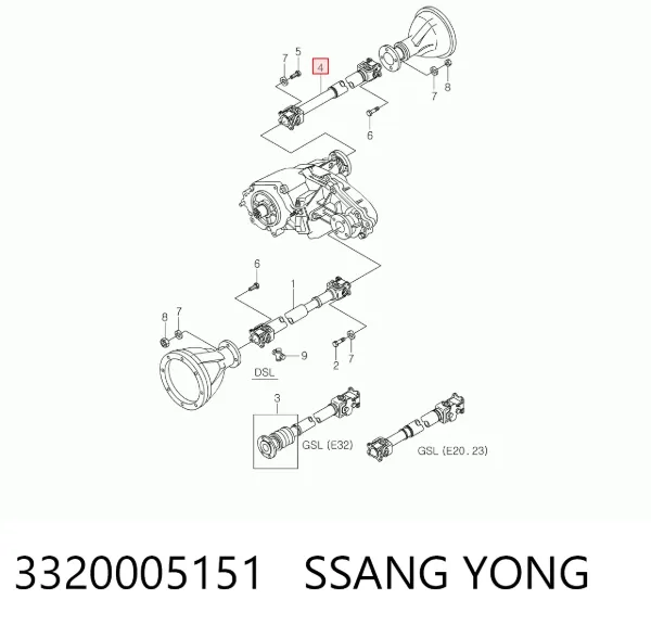 Wał Cardana tylny, kompletny SsangYong Musso FJ