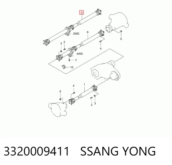 Wał Cardana tylny, kompletny 3320009411 Ssang Yong