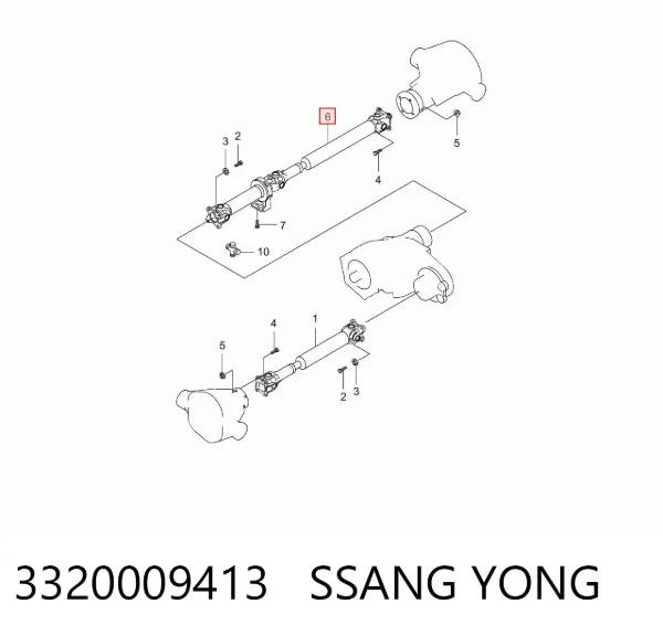 Wał Cardana tylny, kompletny 3320009413 Ssang Yong