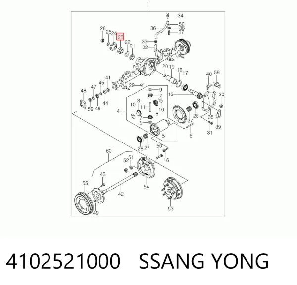 Uszczelniacz końcówki reduktora mostu tylnego SsangYong Rexton I