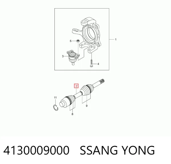 Półoś napędowa przednia 4130009000 Ssang Yong