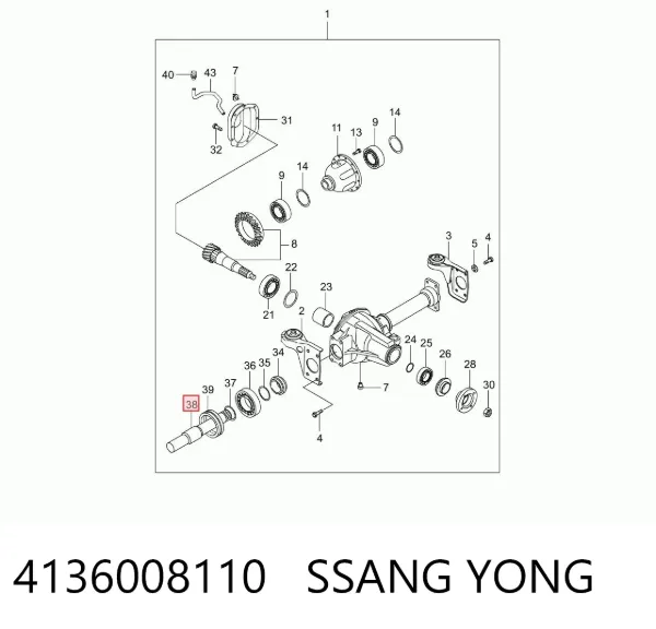 Półoś napędowa przednia prawa 4136008110 Ssang Yong