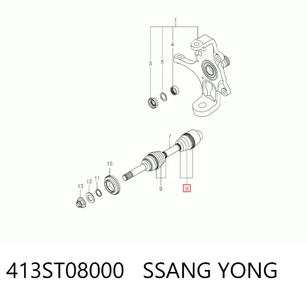 Osłona przegubu homokinetycznego półosi przedniej wewnętrzna 413ST08000 Ssang Yong